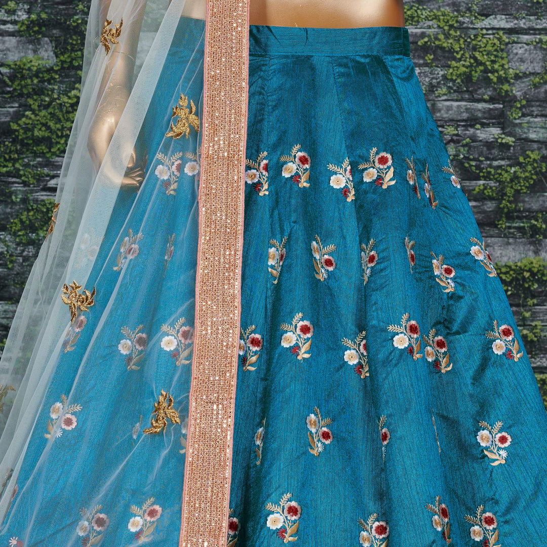 Rama Raw Silk Designer Lehenga Choli
