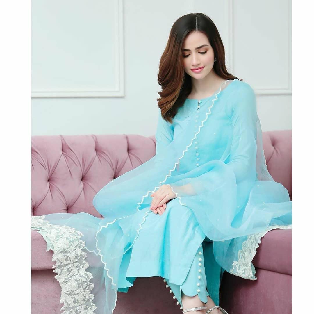 Sky Blue Pakistani Suit