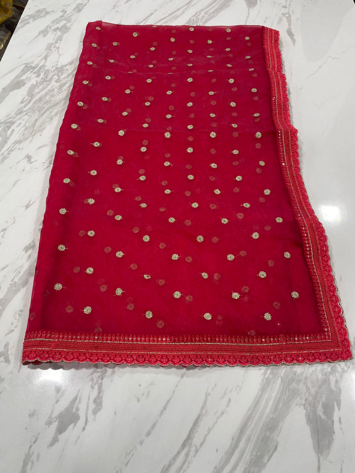 Designer Neon Pink Organza Saree