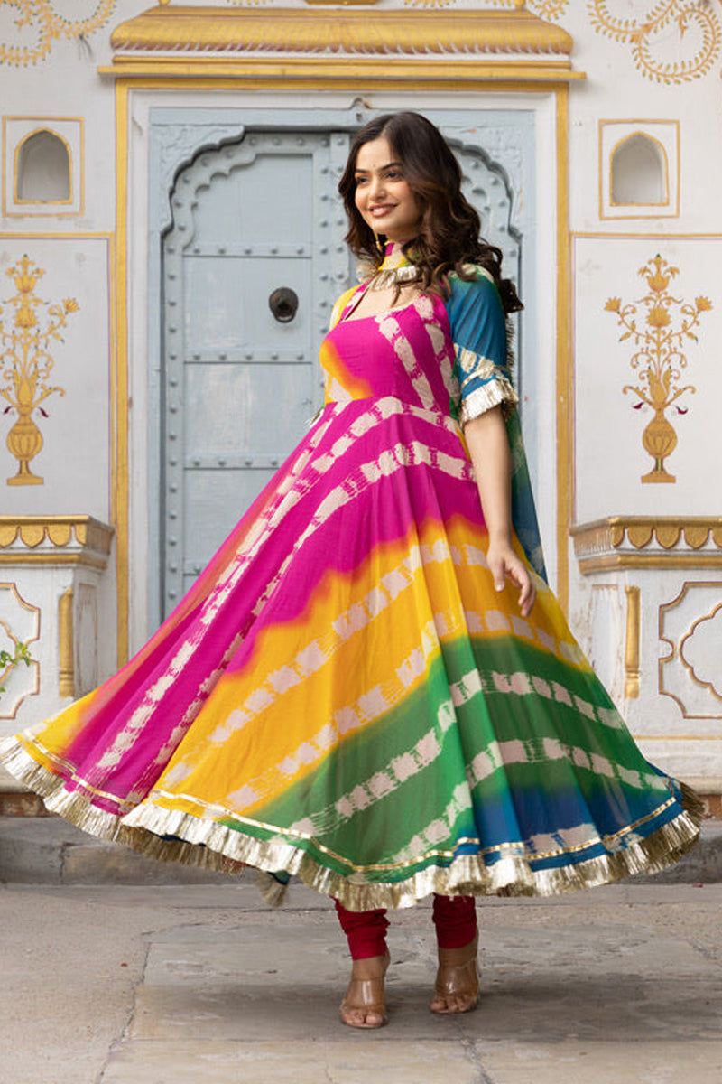 Rang Raliya Multi Color Chiffon Anarkali Suit