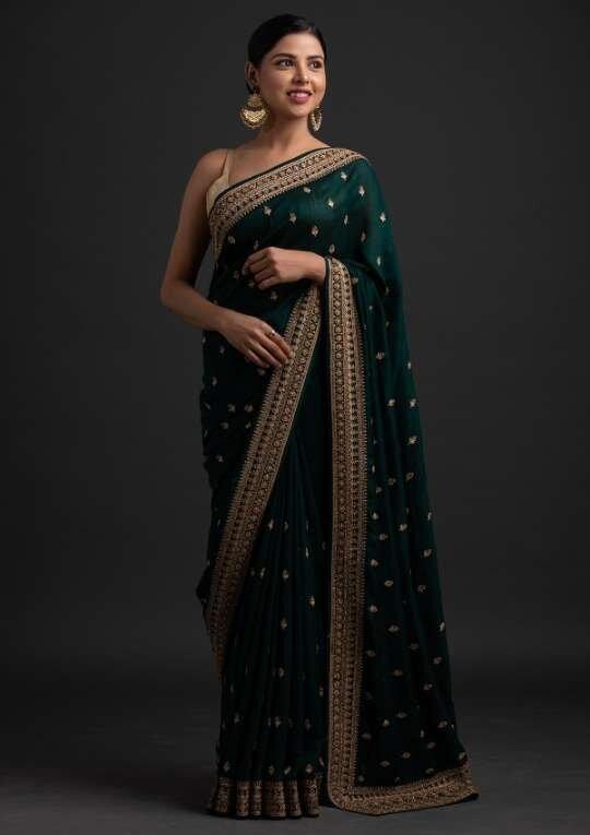 Heavy Designer Vichitra Silk Party Wear Saree