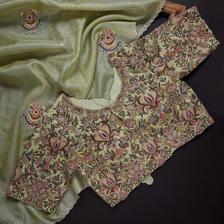 Heavy Organza Silk Saree With Embroidery Work