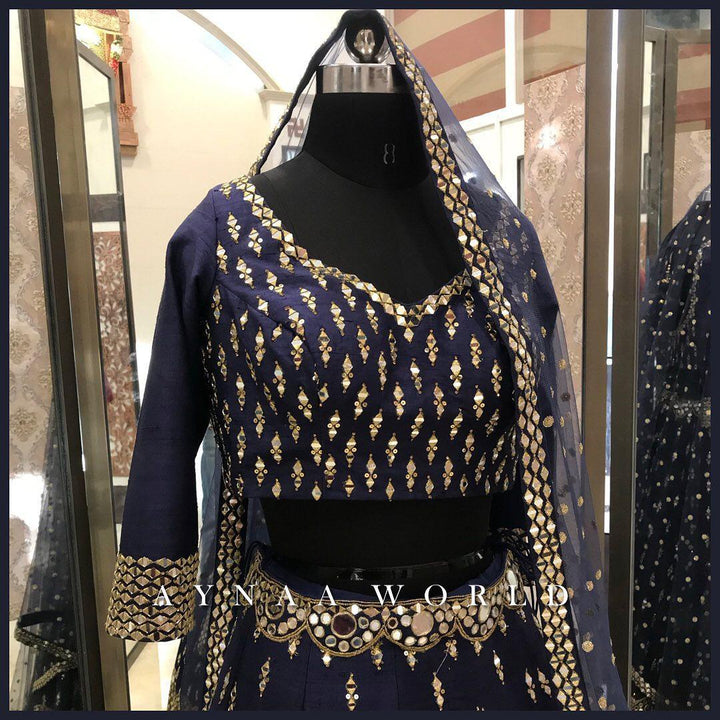 Blue Banglori Silk Lehenga Choli