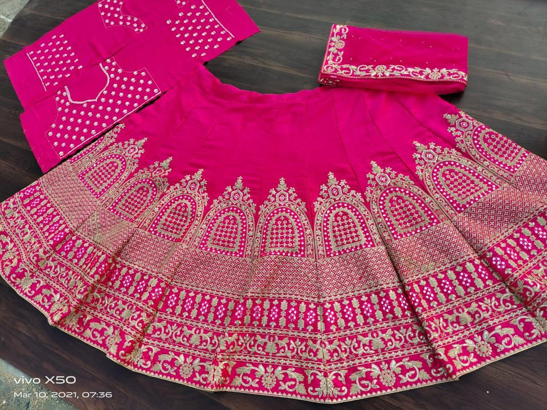 Neon Pink Bridal Lehenga Choli
